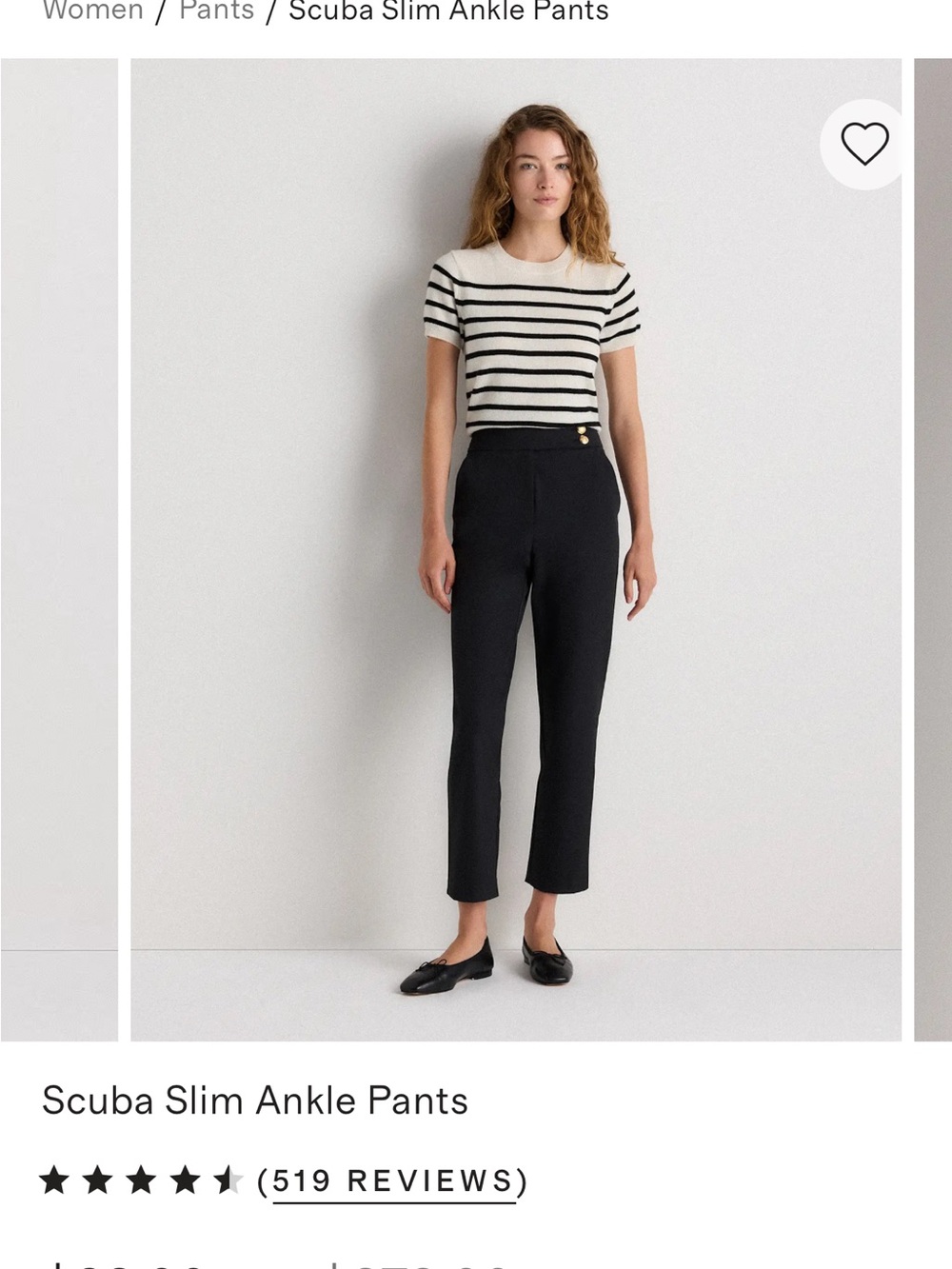 Quince Scuba Slim Ankle Pants — Black